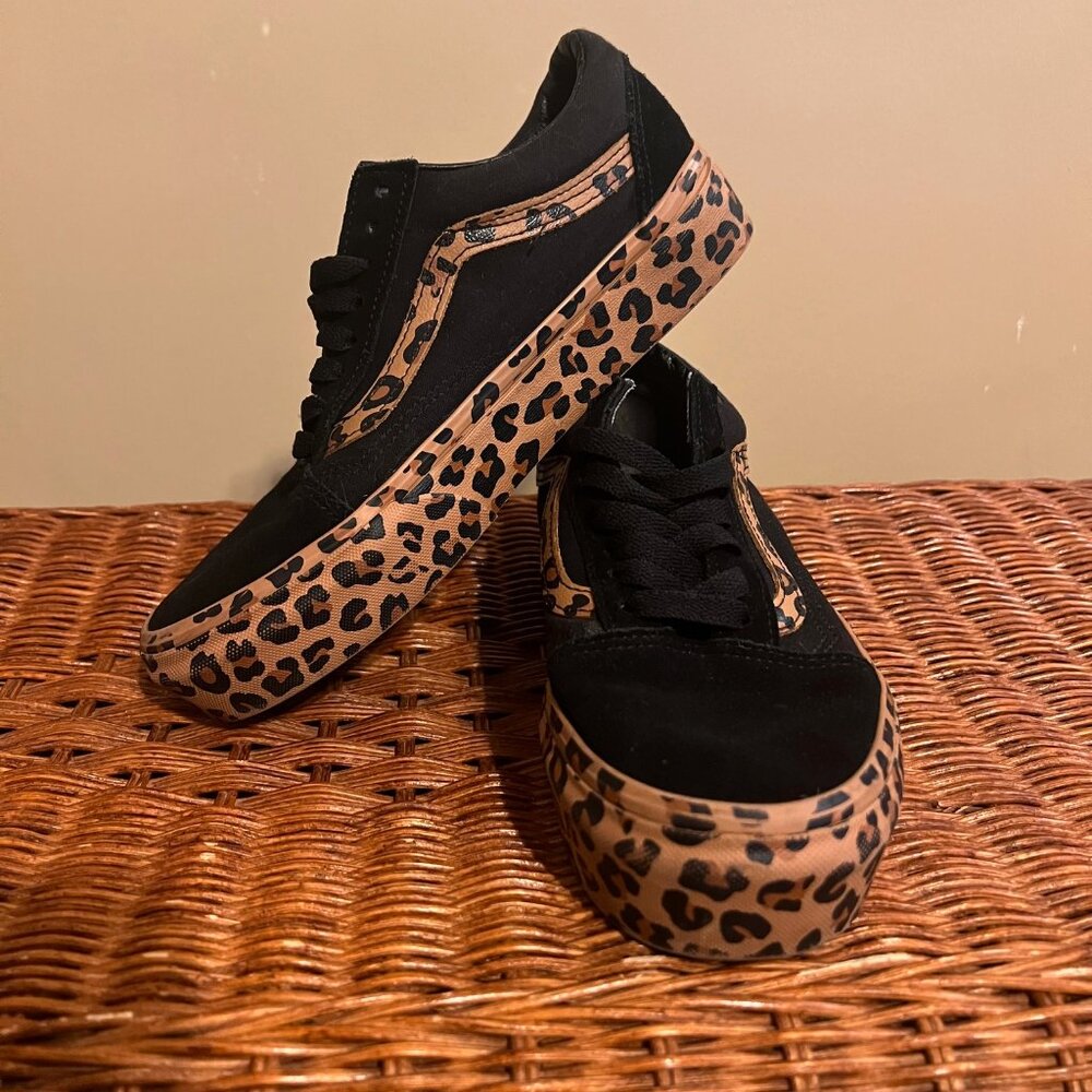 VANS LEOPARD Print Old Skool Platform W-8 M-6.5